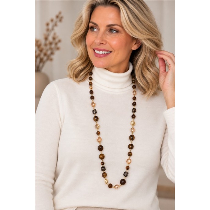 Bijoux Ketting 8110901 Bruin goud mix